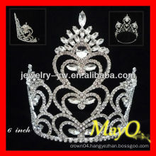 Fashion Peacock and heart design Large crystal pageant tiara crown